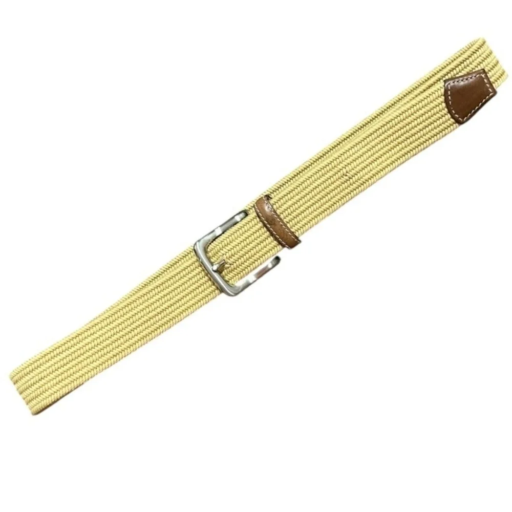 Brighton Woven Cord Belt Mens Tan Braided Leather Trim Nautical Coastal 42